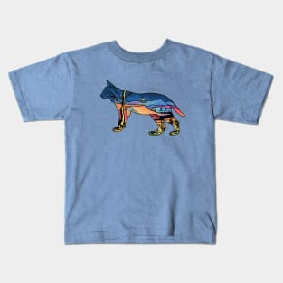 Bobcat with New Mexico landscape Kids T-Shirt